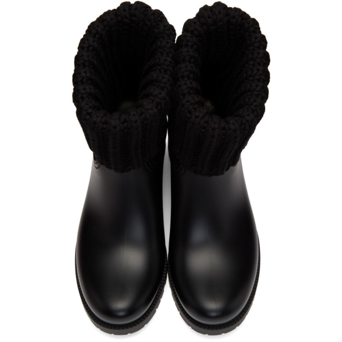 Shop Moncler Black Knit Ginette Boots In 999 Black