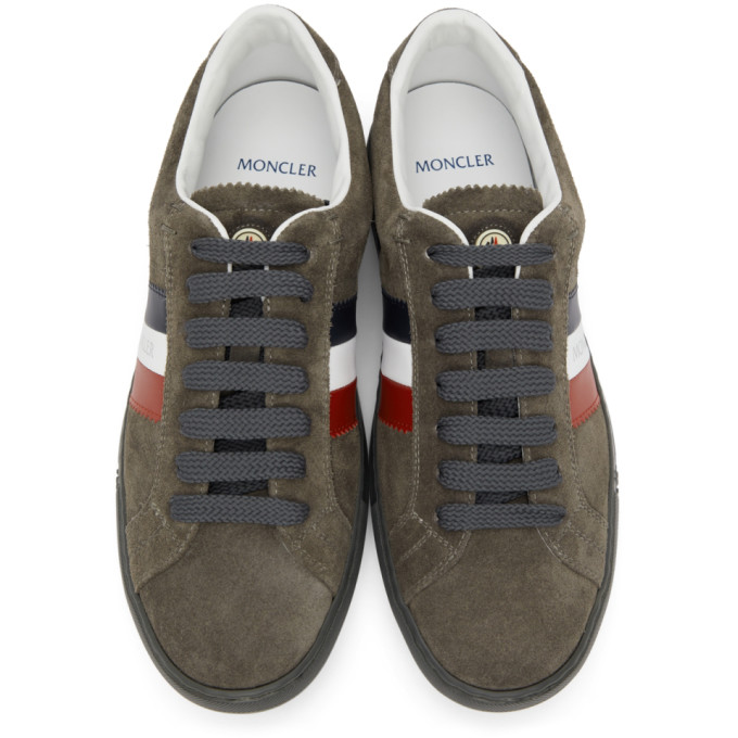 Shop Moncler Grey Suede New Monaco Sneakers In 927 Charcoal