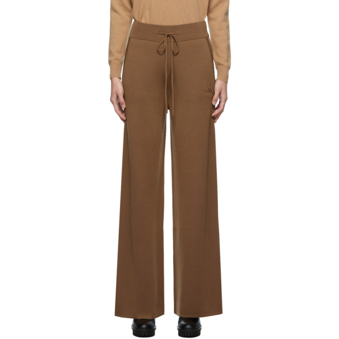 MAX MARA BROWN WOOL WIDE LEG LOUNGE PANTS