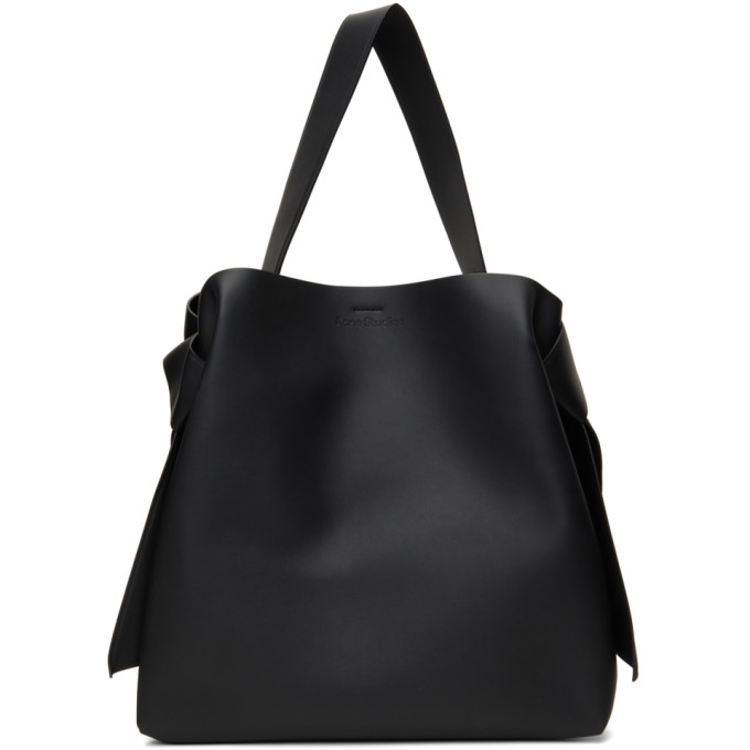 ACNE STUDIOS BLACK LARGE LEATHER KNOTTED BAG