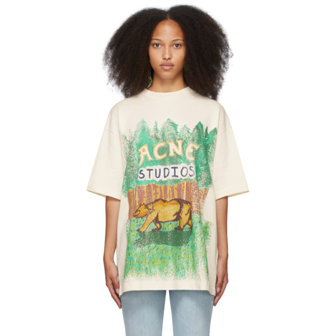 ACNE STUDIOS BEIGE GRANT LEVY LUCERO EDITION OVERSIZED GRAPHIC T-SHIRT