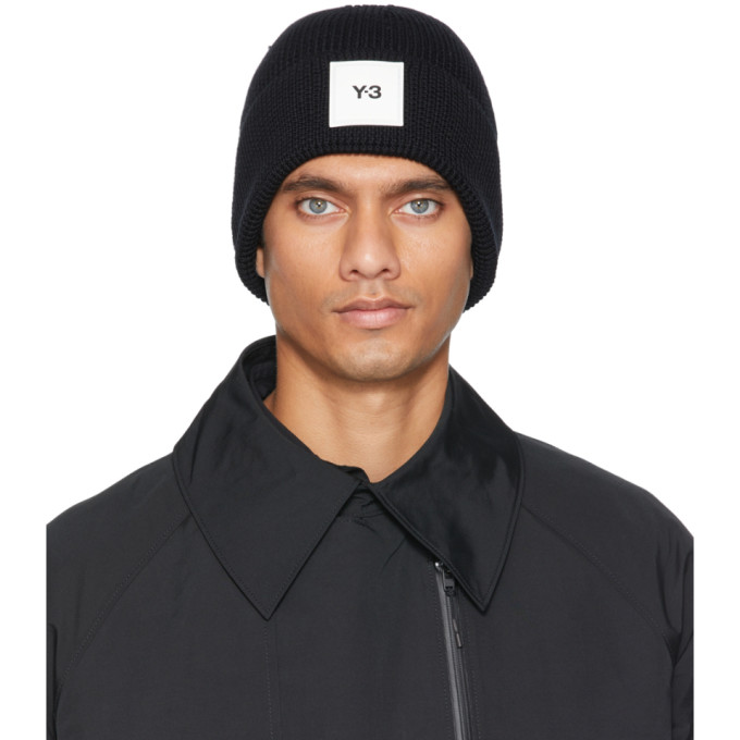 Square Logo Patch Beanie Hat In Black 
