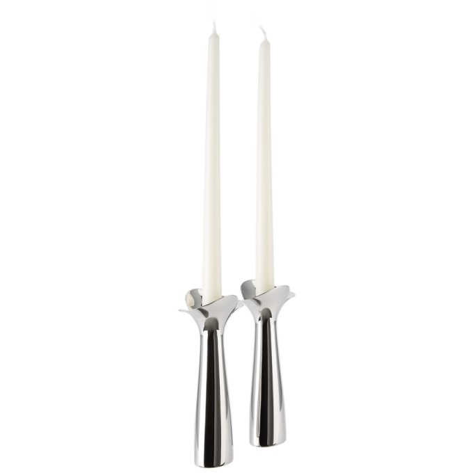 Shop Georg Jensen Stainless Steel Bloom Botanica Candle Holder Set In N/a