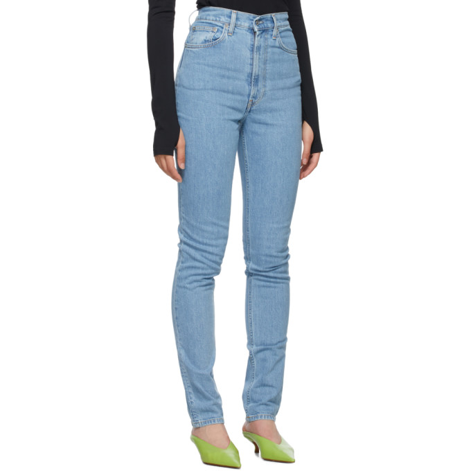 Shop Helmut Lang Blue Hi Spikes Jeans In Accelerated Light Stone Wash