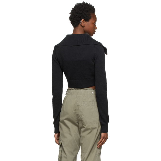 Helmut Lang Tucked Cropped Cardigan in Black