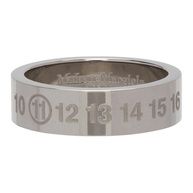 Maison Margiela Silver Polished Numbers Ring In 951 Silver