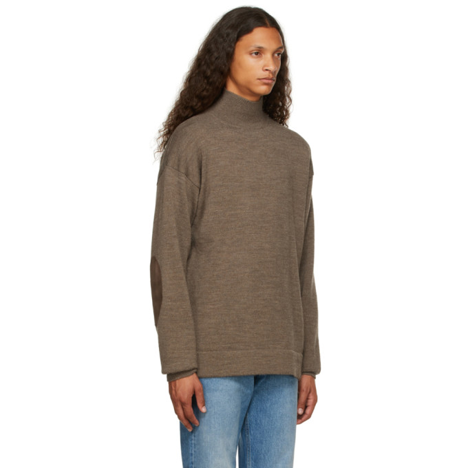 Shop Maison Margiela Brown Wool Elbow Patch Turtleneck In 134m Brown