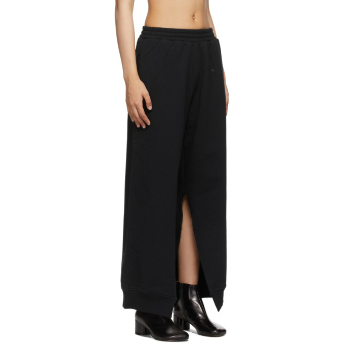 Shop Mm6 Maison Margiela Black Slit Lounge Pants