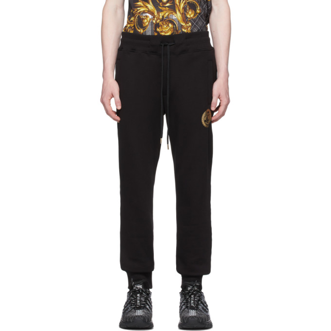 VERSACE JEANS COUTURE BLACK V EMBLEM SWEATPANTS