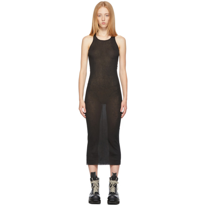 RICK OWENS BLACK MINI RIB TANK DRESS