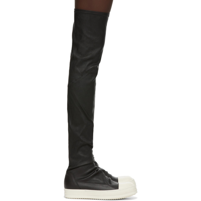 Shop Rick Owens Black Stocking Sneaker Boots In 9111 Black Milk