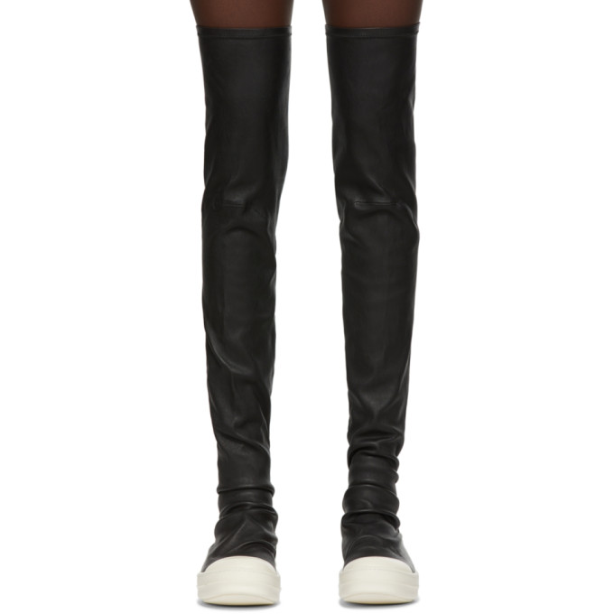 Shop Rick Owens Black Stocking Sneaker Boots In 9111 Black Milk