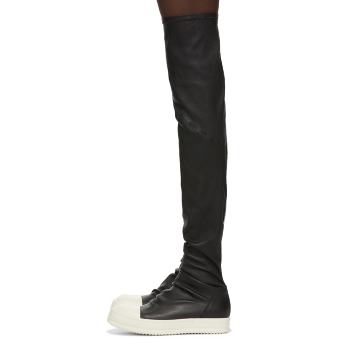 Shop Rick Owens Black Stocking Sneaker Boots In 9111 Black Milk