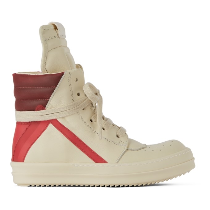 Rick Owens Kids Off-white & Red Geobasket High Sneakers In | ModeSens