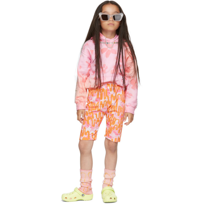 Collina Strada Ssense Exclusive Kids Pink Sporty Spice Round Hem Hoodie In Flower Patch