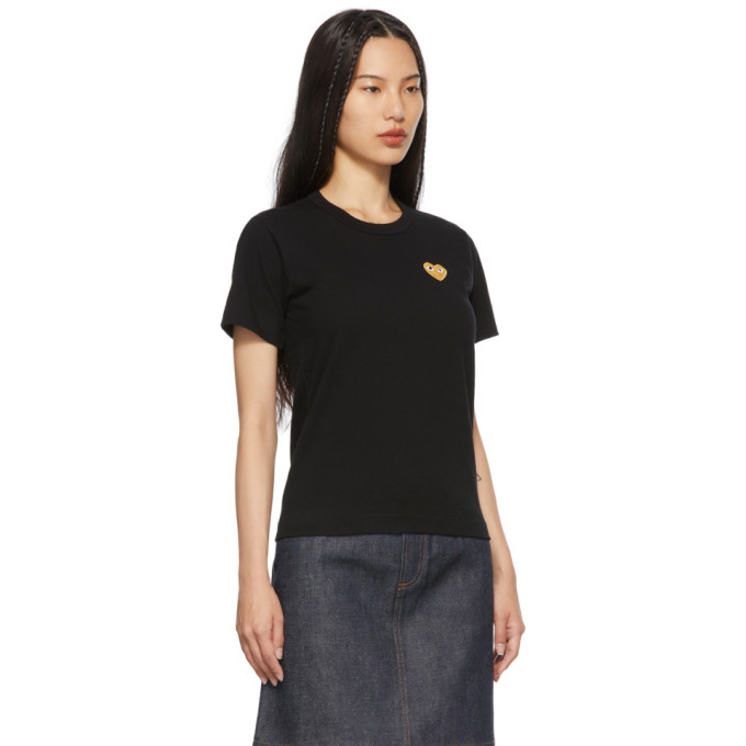 Comme des Garçons Play Black & Gold Heart Patch T-Shirt