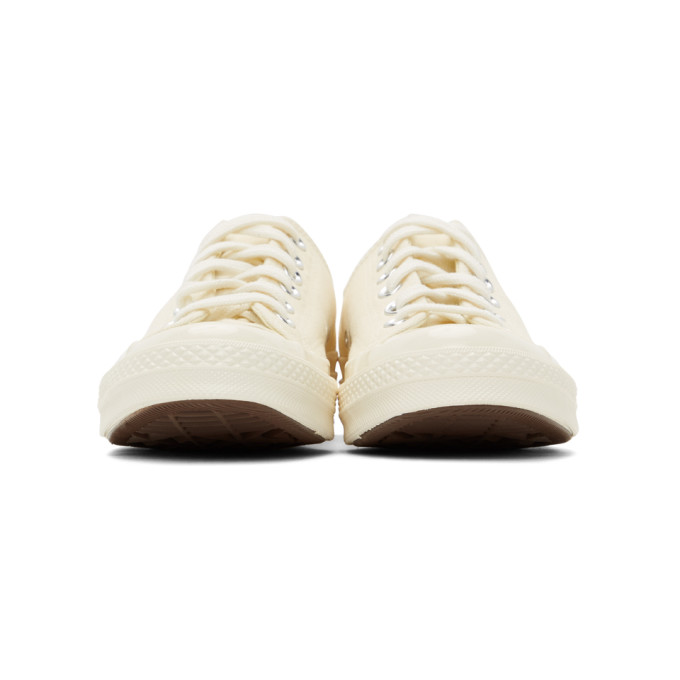 Shop Comme Des Garçons Play Off-white Converse Edition Half Heart Chuck 70 Low Sneakers In 2 Beige