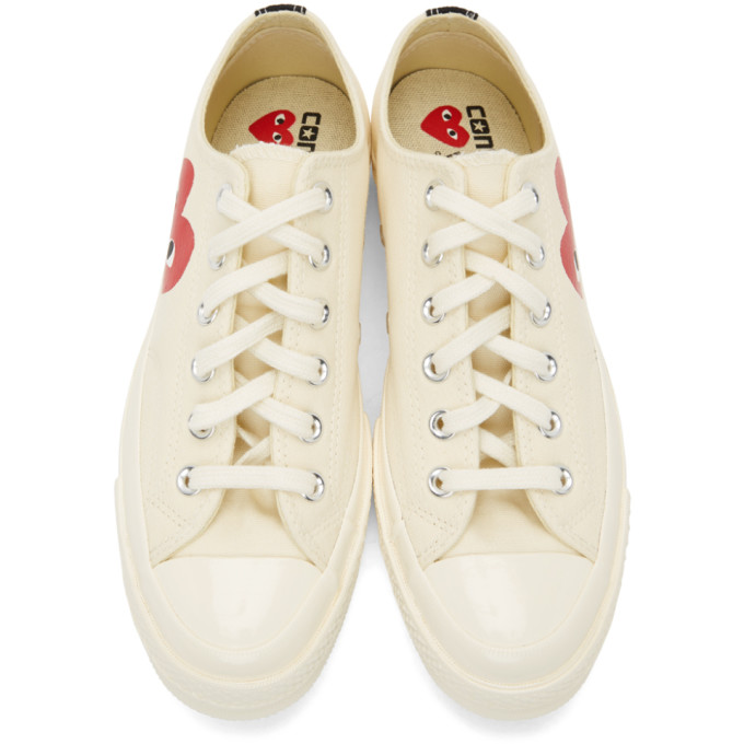 Shop Comme Des Garçons Play Off-white Converse Edition Half Heart Chuck 70 Low Sneakers In 2 Beige