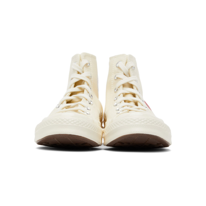 Shop Comme Des Garçons Play Off-white Converse Edition Half Heart Chuck 70 High Sneakers In 2 Beige