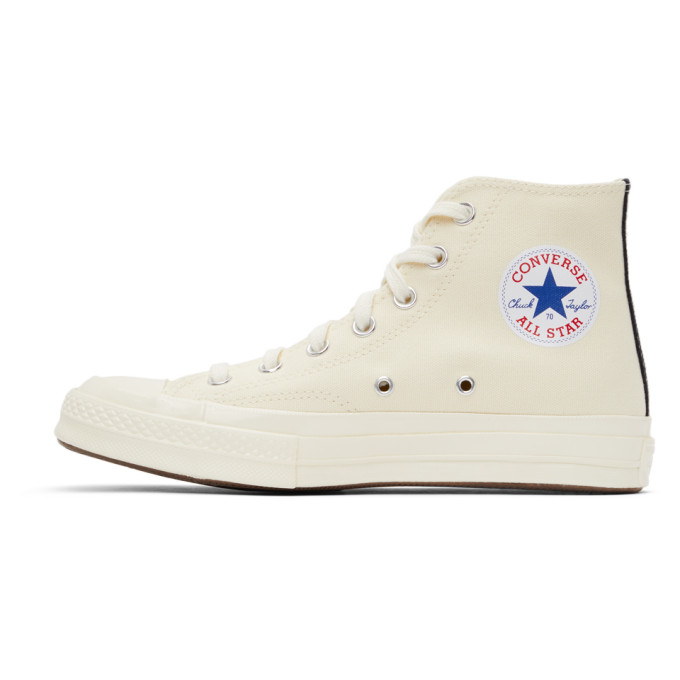 Shop Comme Des Garçons Play Off-white Converse Edition Half Heart Chuck 70 High Sneakers In 2 Beige