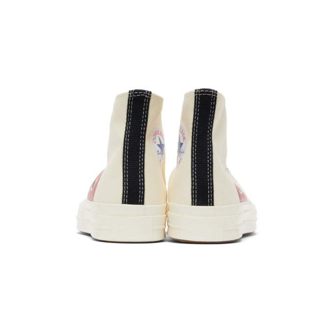 Shop Comme Des Garçons Play Off-white Converse Edition Half Heart Chuck 70 High Sneakers In 2 Beige