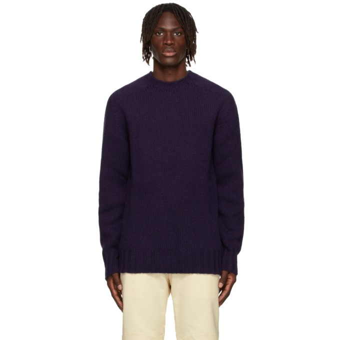 JIL SANDER PURPLE WOOL RIBBED SWEATER