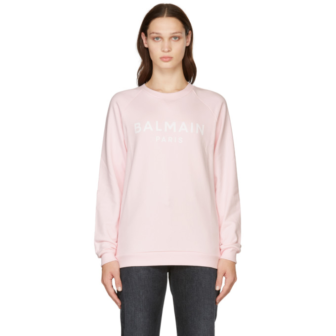 BALMAIN PINK PRINTED LOGO SWEATSHIRT