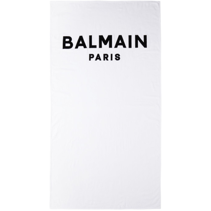 BALMAIN WHITE LOGO APPLIQUÉ BEACH TOWEL