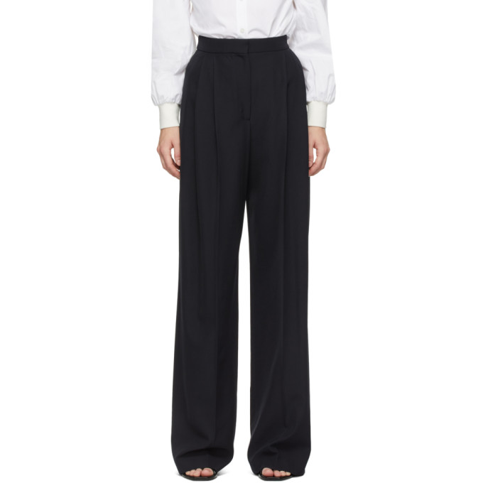 Alexander Mcqueen Navy Wide-leg Draped Trousers In 4100 Navy