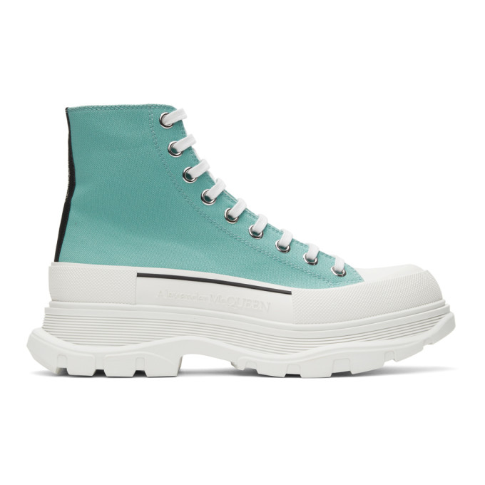 ALEXANDER MCQUEEN BLUE TREAD SLICK HIGH SNEAKERS