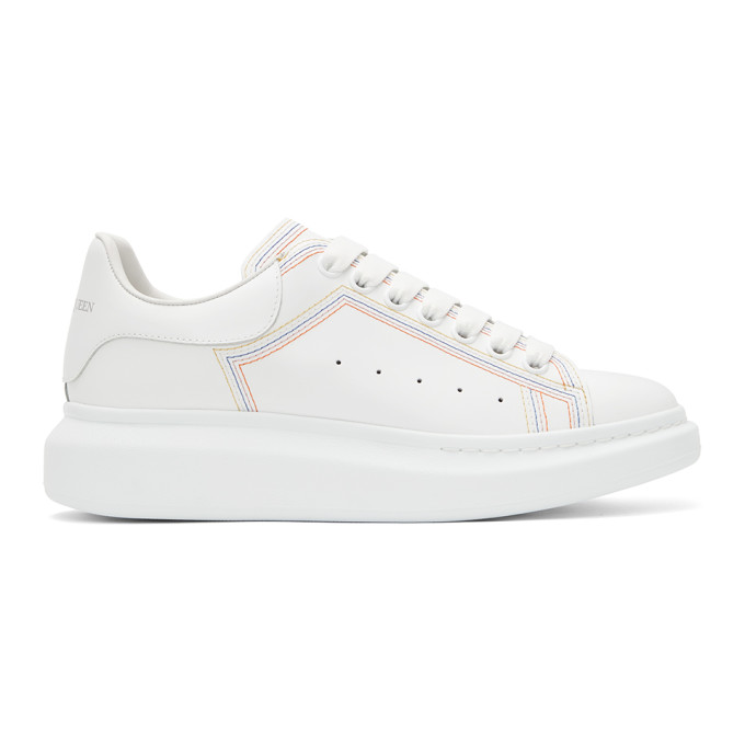 ALEXANDER MCQUEEN WHITE EMBROIDERED OVERSIZED trainers