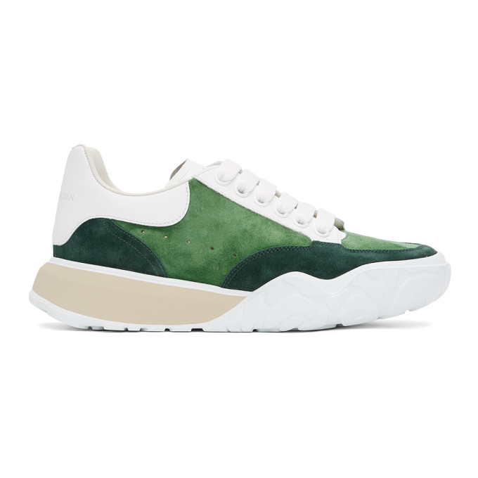 ALEXANDER MCQUEEN GREEN SUEDE COURT TRAINER SNEAKERS