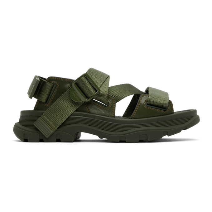 Alexander Mcqueen Tread Oversized Sole Sandals In 3230 Khaki 213/khaki