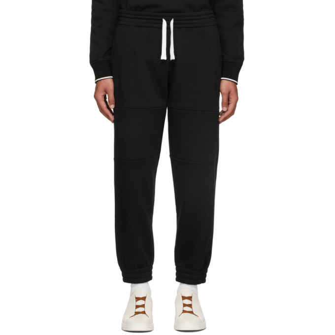 ERMENEGILDO ZEGNA BLACK ESSENTIAL LOUNGE PANTS