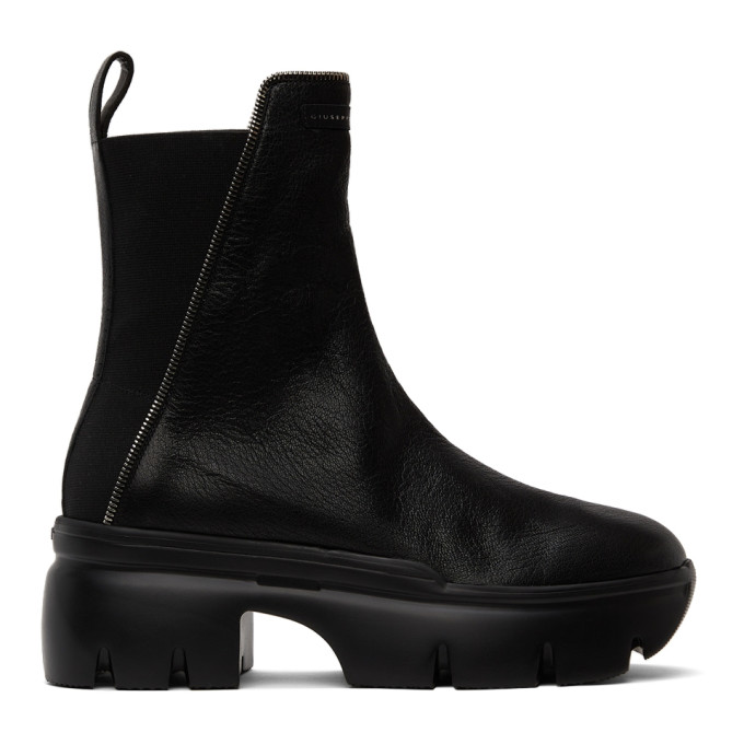 GIUSEPPE ZANOTTI BLACK APOCALYPSE ZIP BOOTS