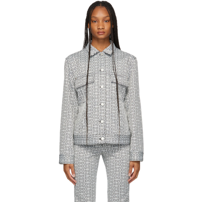 Click to view more detailed imagery on our partner's website Givenchy Black & White Denim Jacquard 4g Jacket In 004 Black/white