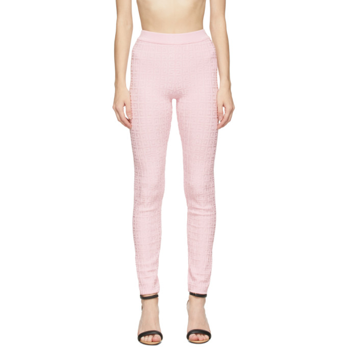 GIVENCHY PINK KNIT LOGO LEGGINGS