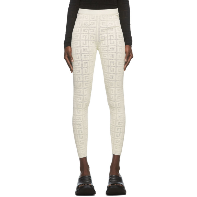 Givenchy Monogram Pattern High Waisted Leggings In 130 Off White Modesens
