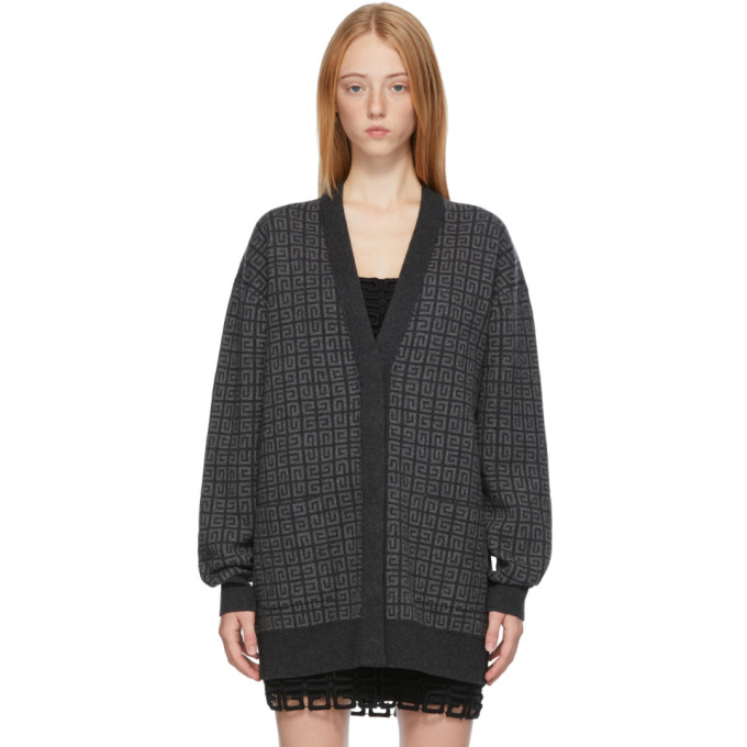 GIVENCHY GREY CASHMERE 4G CARDIGAN