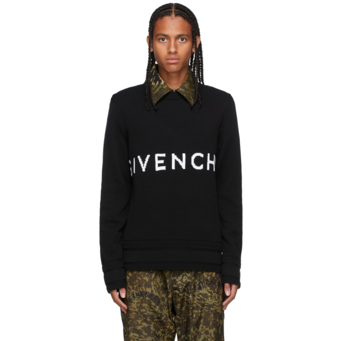 Click to view more detailed imagery on our partner's website Givenchy Men's Cotton Logo Crew Sweater In 001-black