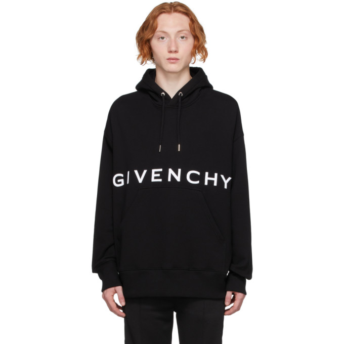 Click to view more detailed imagery on our partner's website Givenchy Logo Embroidered Oversize Fleece Hoodie In 001-black