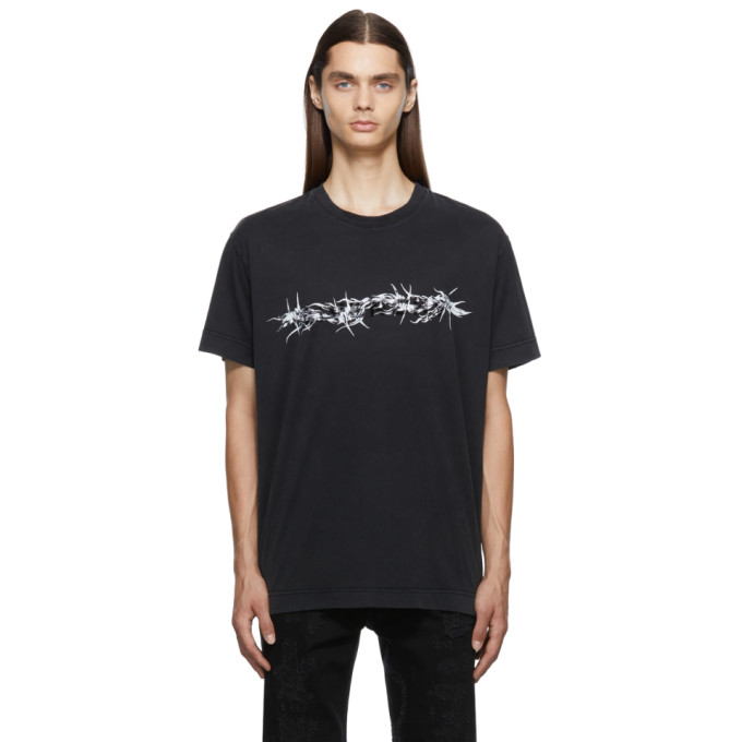 GIVENCHY BLACK OVERSIZED BARBED WIRE FLOCKED T-SHIRT