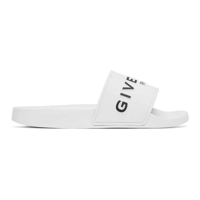 GIVENCHY WHITE LOGO FLAT SANDALS