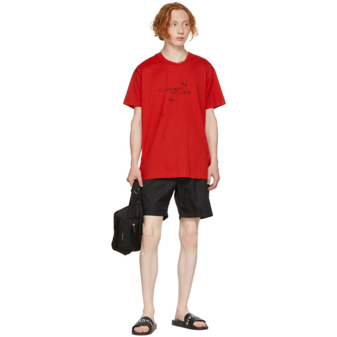Shop Givenchy Black Logo Flat Sandals In 001-black