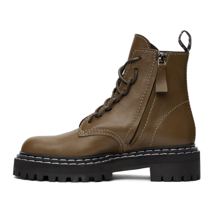 Shop Proenza Schouler Khaki Lug Sole Combat Boots In 14042 Oak