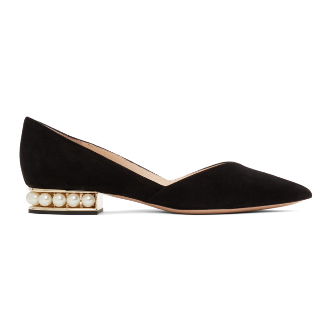 NICHOLAS KIRKWOOD BLACK SUEDE CASATI D'ORSAY BALLERINA FLATS