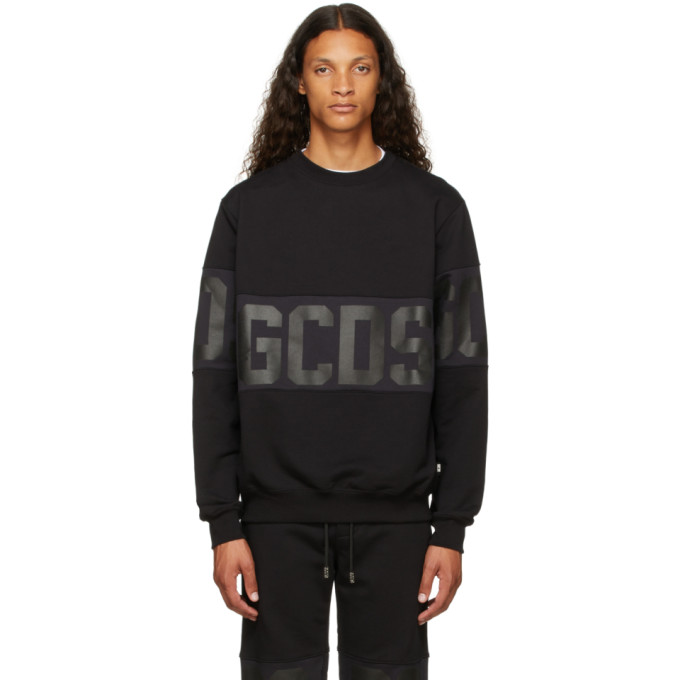 Shop Gcds Black Band Logo Sweatshirt In 02 Black