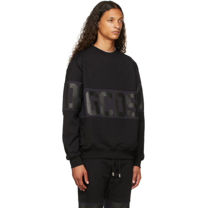 Shop Gcds Black Band Logo Sweatshirt In 02 Black