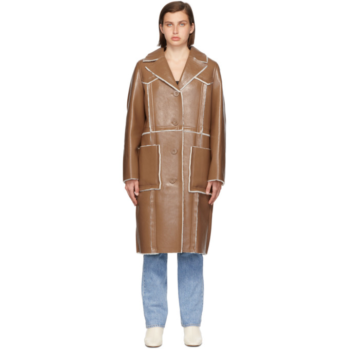 STAND STUDIO BEIGE FAUX-LEATHER ANIYA COAT