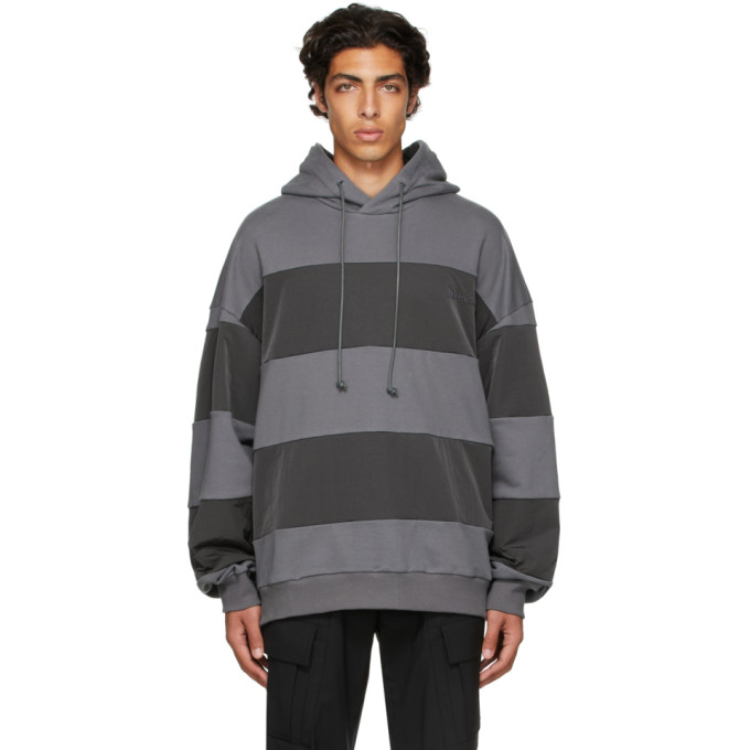 JUUNJ BLACK & GREY PANELED HOODIE